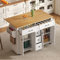 Oslghy Isla De Cocina con Mesa Extensible, Carro De Cocina con Ruedas, Carrito De Cocina con 5 Cajones y 2 Puertas, Isla De Cocina con Encimera, Mueble Auxiliar De Cocina, 120x40-65x89cm (Blanco)
