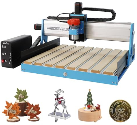 CNC Router Machine,3-Axis All-Metal with Steel Wheel Engraver Milling Machine,500W Trimmer & Linear Rail Driven,Working Area 15.75”x15.75”x2.95”,Acrylic Cutting Milling,GRBL Control (6050 PreciseaMax)