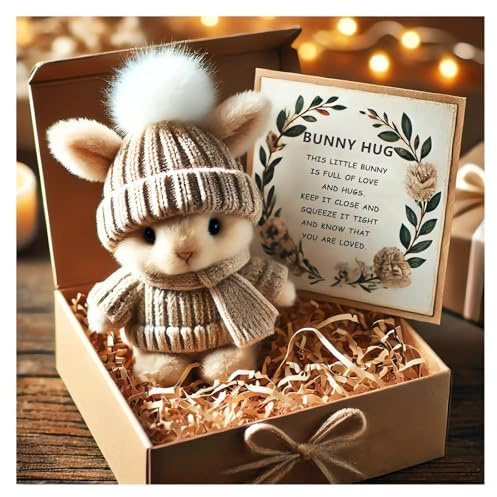 2025 Mini Bunny Hug Cute Easter Gift Plüsch, Plüsch Bunny Rabbit mit Karotte, Weiches Plüschtier In Ostern Geschenkbox für Korbfüller, Frühlingsdekoration Und Geschenke Brown