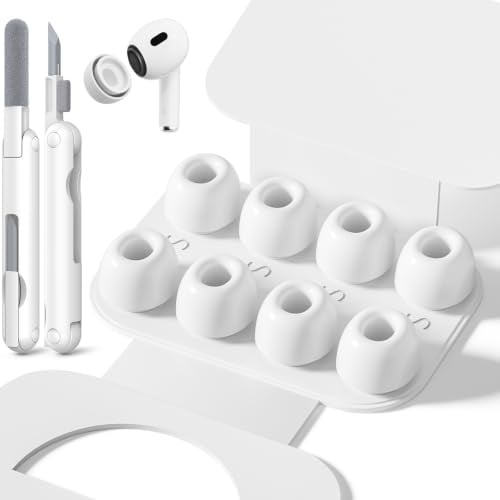 Inesore Replacement Ear Tips for AirPods Pro 1/2, Small-White | with Hole for Noise Reduction, Silicone Earplugs for AirPods Pro with Cleaning Set & Portable Storage Box, 4 Pairs