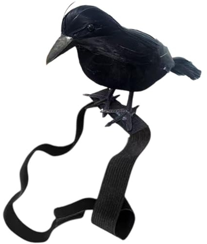 Muteitt Halloween-krähe Auf Der Schulter, Realistische Schwarze Federkrähenstatue Schultergurt, Raben-Schulter-kostüm-Requisiten Für Halloween-Cosplay-Party