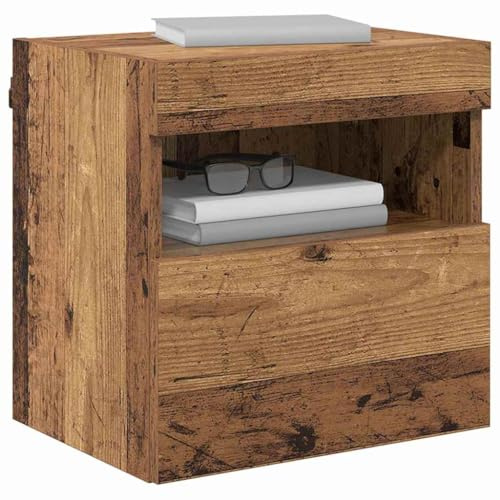 vidaXL TV-Wandregal Wandmontiert Altholz 40 x 30 x 40 cm Holzwerkstoff, Wohnzimmer, Moderner rechteckiger Medienansatz, Robuster Wandschrank, platzsparendes Möbel, LED-Anzeige