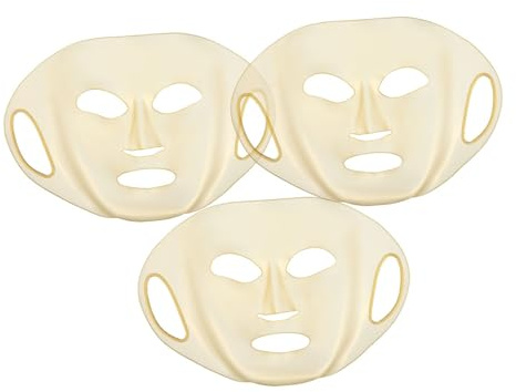 GLEAVI 3pièces Masque Silicone Visage Réutilisable Housse Masque Beauté Pratique Couvre Lavable pour Soin Visage
