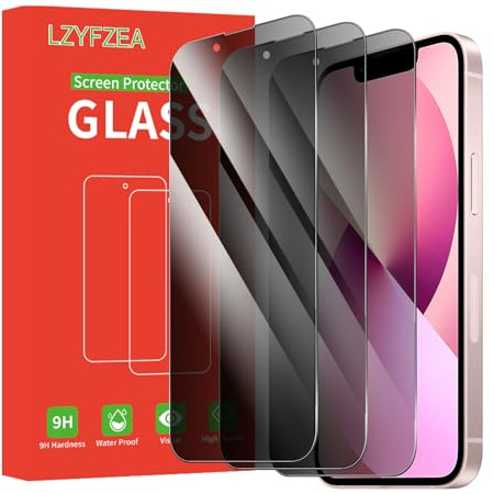 LZYFZEA 3-Pack Privacy Screen Protector for iPhone 13/13 Pro，Anti-Spy Tempered Glass Film,HD Clear,Anti-Scratch,Case Friendly