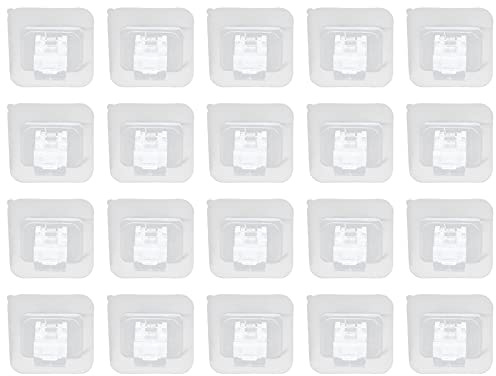 20 pezzi di ganci senza giunture per asciugamani, ganci per asta tenda con clip di fissaggio, supporto adesivo riutilizzabile in ABS per piastrelle di vetro, marmo e altre