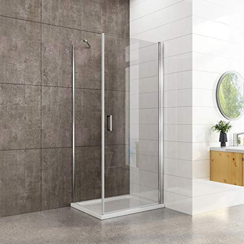 Heilmetz® Duschkabine 90 x 80cm Duschtür Nische Pendeltür mit Dusche Duschabtrennung Schwingtür Glastür Duschtüren Duschwand 6mm ESG Sicherheitsglas mit Beidseitiger Nano-Beschichtung Höhe 195cm