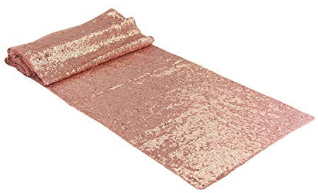 Oblique Unique® Pailletten Tischläufer mit Spiegeleffekt Läufer Tischdeko für Taufe Geburtstag Party Hochzeit Silvester Deko Dekoration Silber Türkis Roségold - Farbe wählbar (Roségold)