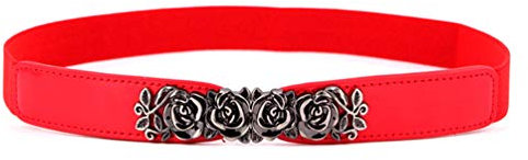 NUREINSS Damen Stretchgürtel dünner Gürtel für Kleider Fashion elastische Taillenband Gürtel Rot