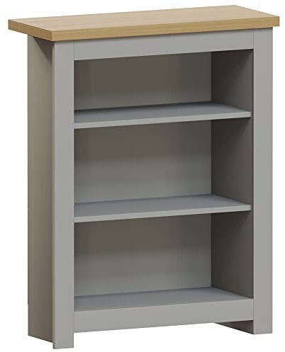 Marca Amazon - Vida Designs Estantería Moderna de Madera de Densidad Media (3 Niveles), Gris Y Roble, 75 x 60 x 24 cm