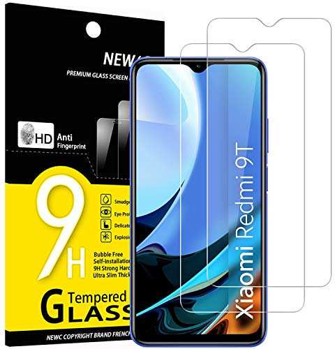 NEW'C 2 Piezas, Protector Pantalla para Xiaomi Redmi 9T, Xiaomi Poco M3, Cristal templado Antiarañazos, Antihuellas, Sin Burbujas, Dureza 9H, 0.33 mm Ultra Transparente, Ultra Resistente