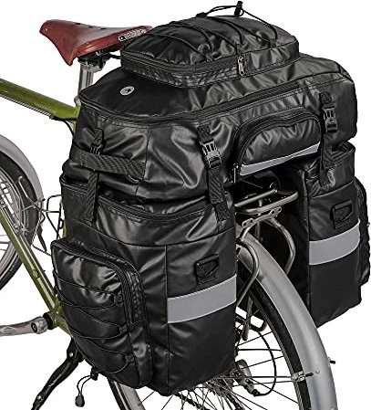 HUNTVP Fahrradtasche Fahrrad Gepäckträgertasche 3 in 1 Gepäckträger Satteltasche Rucksack Rücksitztasche Umhängetasche Laptop Gepäckträger Gepäckträger Fahrradtasche mit Regenschutz