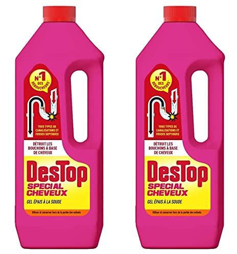 DESTOP Lot de 2 Gels Déboucheurs Special Cheveux 1L