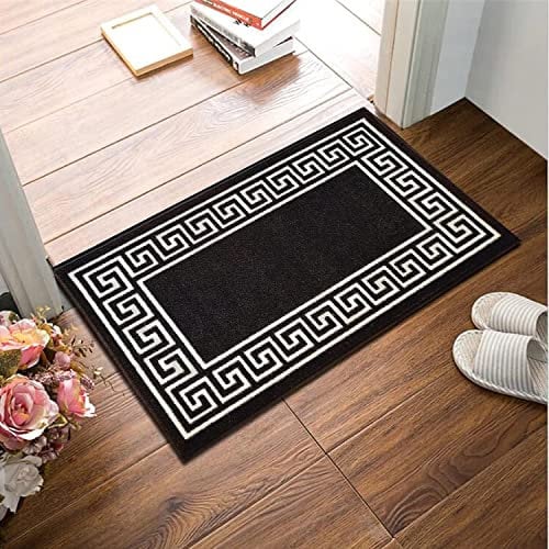 B&B Door Mat Non-Slip Washable Dirt Trapper Floor mat having Indoor Outdoor Utility, Kitchen and large yoga Anti Slip Mats | 50 x 80 cm - Greeky Rug - Black & White