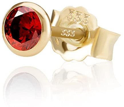 NKlaus Einzel 5,0mm 333 Gelb Gold 8 Karat Ohrstecker Kristall Zirkonia Granat Butterfly Verschluss Damen Mädchen 3385