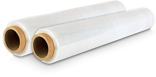 V1 Trade Stretchfolie Transparent - 2 Strechfolienrolle - Wickelfolie - Handstretchfolie 150 Meter Lang und 50 cm Breit - Verpackungsmaterial - Verpackungsfolie auf Rolle - Folie Für Möbel