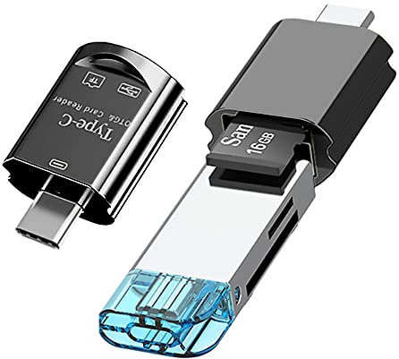 Micro SD Card Reader, Seminer USB C OTG Memory Card Reader Type C, USB-C to Micro SD SDXC SDHC Card Reader for Galaxy, USB-C Tablet, MacBook, USB Flash Drive (Black), (Mini2-1-BL)