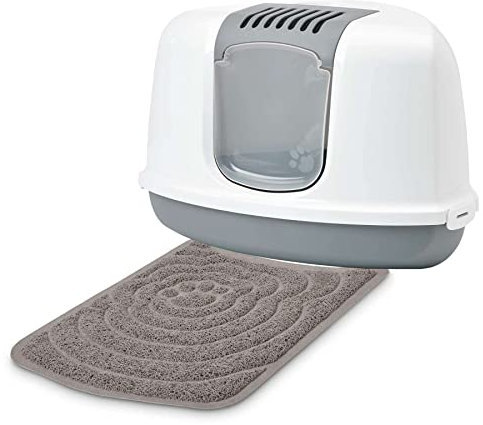 Sparpack Katzentoilette Eck-Toilette Nestor Corner Weiss-grau inkl. Streumatte