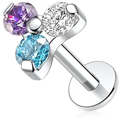 AROWRO Titan Tragus Medusa Conch Helix Monroe Philtrum Piercing Schmuck 16g Labret Tragus Lip Cartilage Medusa Schmuck Ohrringe mit Innengewinde Tragus Hoop Ohrringe Lip Rings 6mm Silver