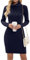 Imuedaen Women's Turtle Neck Jumper Dress Long Sleeve Knitted Dress Sweater Dress Knitted Jumper Slim Fit Knitwear Pullover for Autumn Winter (A Navy, XS)
