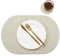 Lot de 6 sets de table ovales en similicuir résistants à la chaleur et imperméables (beige)