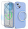 SURPHY Magnetic Case for iPhone 15 Case with Screen Protector, Liquid Silicone Anti-Scratch Compatible with MagSafe Gel Rubber Phone Case for iPhone 15 6.1 inch, Winter Blue