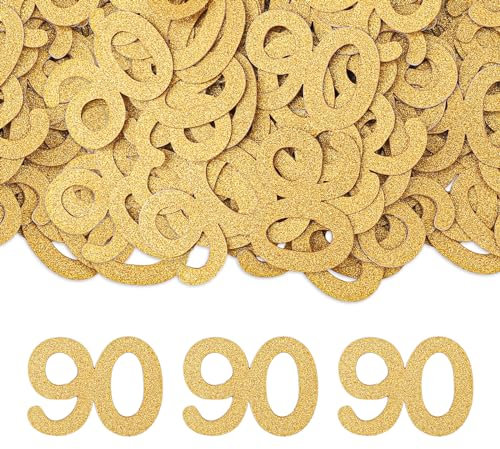 GoldRock Konfetti 90 Geburtstag Deko Groß 3,7×2,7cm,100 Stk Glitzer Tischdeko Gold Deko 90. Geburtstag Mann Frau,Streudeko 90. Geburtstage Deko,90 Geburtstage Mann Deko,Geburtstagsdeko 90 Jahre