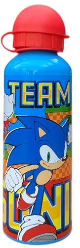 CARTOON Borraccia in alluminio Sonic bottiglia con ciuccio per bambini da 500 ml rosso