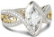 Jeulia Bague vintage en argent sterling bicolore taille marquise pour femme et fille avec boîte à bijoux (Argent, Or Jaune, 54(17.3))