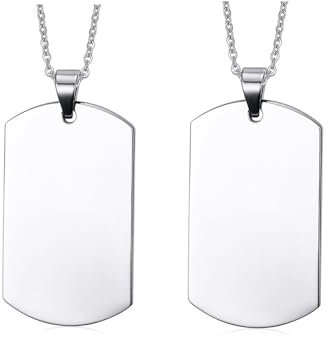 VNOX Personalisieren Sie Hundemarken Anhänger Halskette,Gravur einzelner Hundemarken für Herren Damen,Erkennungsmarken der Militärarmee,Geschenk für Ehemann Papa Freund Bruder Schwester Silber(2Pcs)