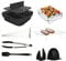 Air Fryer Accessories 8 pcs Set - Square Airfryer Silicone Liners, Rack, Skewer, Tongs & Oven Mitts for 10 Inch Fryers, Easy use with Cosori & Ninja- by HappiNest