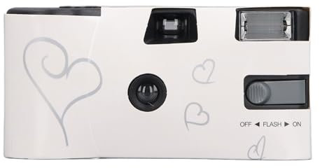 Stilvolle Einweg-Filmkamera, 35-mm-Einmalkamera mit Blitz, vollständig manuell einstellbare Retro-Filmkamera, weiß, für Treffen, Hochzeiten, Reisen