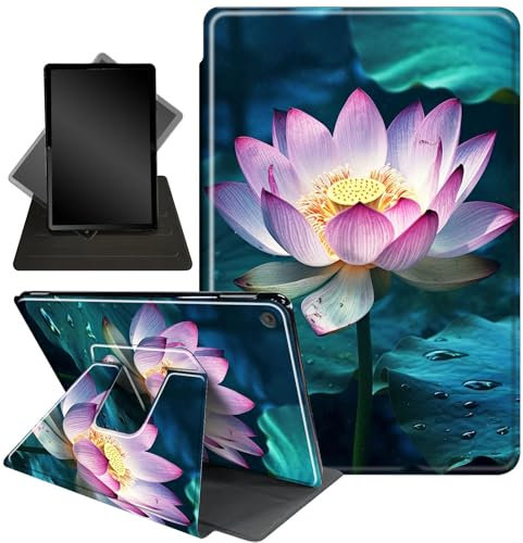 for Kindle Fire 7 case 2019 2017 Release 9th 7th Generation,360 Degree Rotating Stand Smart Protective Cover Case for Amazon fire 7 Tablet 9th/7th Generation,Floral/Lotus