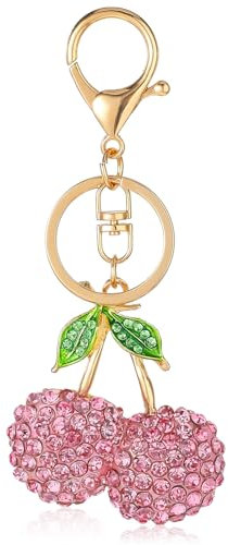 Teaaha Kirschen Anhänger, Niedlicher Strass Kirschen Schlüsselanhänger, Auto- und Handtaschen-Dekoration, Charme Anhänger für Mädchen und Frauen