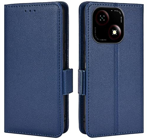 Topme Leder Tasche Hülle für ZTE Blade A35e (6.52 Inches), [einfache Telefonhülle mit Litschi-Muster] - Dunkelblau