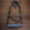 MTB Equestrian Lederhalfter Mit Glitzer-Details – Anatomisch Geformt, Weich Gepolstert & Beidseitig Verstellbar – Cob & Full (Schwarz/Silber, Cob)