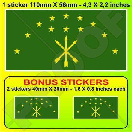 ADYGEA Republik-Flagge Adygeya RUSSLAND Russische Föderation 110mm Auto & Motorrad Aufkleber, Vinyl Sticker x1+2 BONUS