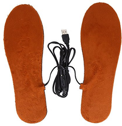 VGEBY USB Elektro Einlegesohle Heizwärmer Schuhe Stiefel Fuß Warm halten Warm Shoe-Pad Set für Männer (Farbe : Brown for Men)
