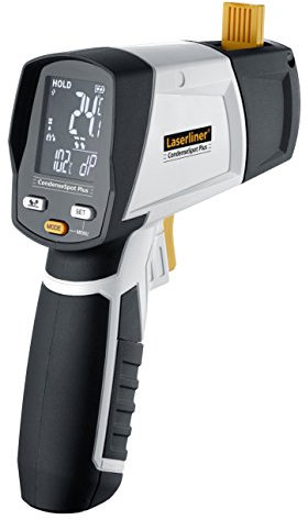LASERLINER - Thermomètre infrarouge - Sans Contact - Température surface - Localise l’humidité et ponts thermiques - Point de rosée - Écran Rétroéclairé - Compact