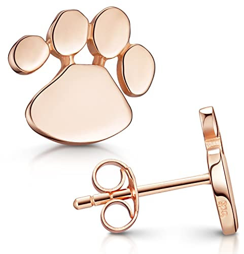 Materia Pfoten Ohrringe Rosegold Stecker - 925 Silber Ohrstecker Pfote vergoldet SO-337