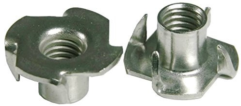 1/4-20 T Nuts - 4 Prongs - Zinc Plated -for Cabinetry, Rock Climbing Walls, Woodworking, etc. - .25 Dia. - 50 pcs.
