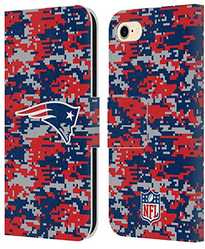 Head Case Designs Officially Licensed NFL Digital Camouflage New England Patriots Graphics Leather Wallet Case Compatible With Apple iPhone 7/8 / SE 2020 & 2022