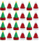 Mini Weihnachtsmannmütze Lollipop Hut Deko Lollypop Weihnachtsmann Hüte Finger Cap Weinflache Hut Weihnachten Party Deko Stück (Rot und Grün)