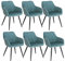 WOLTU Esszimmerstühle 6er Set Esszimmerstuhl Küchenstuhl Polsterstuhl Design Stuhl mit Armlehnen, mit Sitzfläche aus Samt, Gestell aus Metall, modern, Türkis, BH93ts-6
