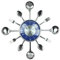 Timelike Orologio da parete da 45,7 cm in metallo, posate utensile, cucchiaio da cucina, forchetta, orologio da parete creativo e moderno, stile antico, orologio da parete (blu)