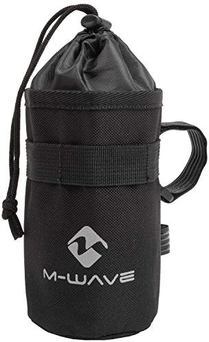 M-Wave Amsterdam Bottle ISO Flaschenhaltertasche, Lenkertasche, isoliert, werkzeuglose Montage, mit Reflexlogo und Kordelzugverschluss, schwarz