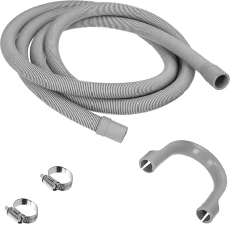 2 m Universal Drain Hose Extension Kit for Washing Machine, Dishwasher & Appliance - Fits 19 mm to 22 mm Outlet - Wastewater Pipe with Bracket & Hose Clips - Flexible Replacement Drainage Tube