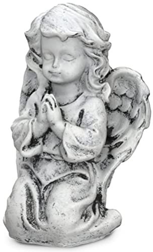 Elegante figurina angelo memoriale per interni ed esterni – Statuetta decorativa di angelo custode & funebre 16 cm – Statua resistente alle intemperie – Scultura di lutto e lapide tombale