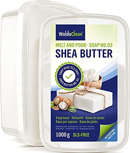 WoldoClean Glycerinseife Sheabutter Seife zum Selber machen - 1kg für Kinder & Erwachsene Verpackung Mikrowelle geeignet