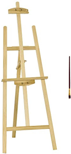 HOMCOM Staffelei Holz 134,5 cm hoch Holzstaffelei für Leinwände bis 108 cm Feldstaffelei Atelierstaffelei für Malerei, Skizze, Hochzeit, Ausstellung Natur