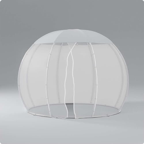 astreea Igloo Panorama Iglu Gartenpavillon mit wasserdichter Bedeckung und Moskitoschutz, Farbe Weiss, für Terrasse und Garten (Model M (303/230/303cm))